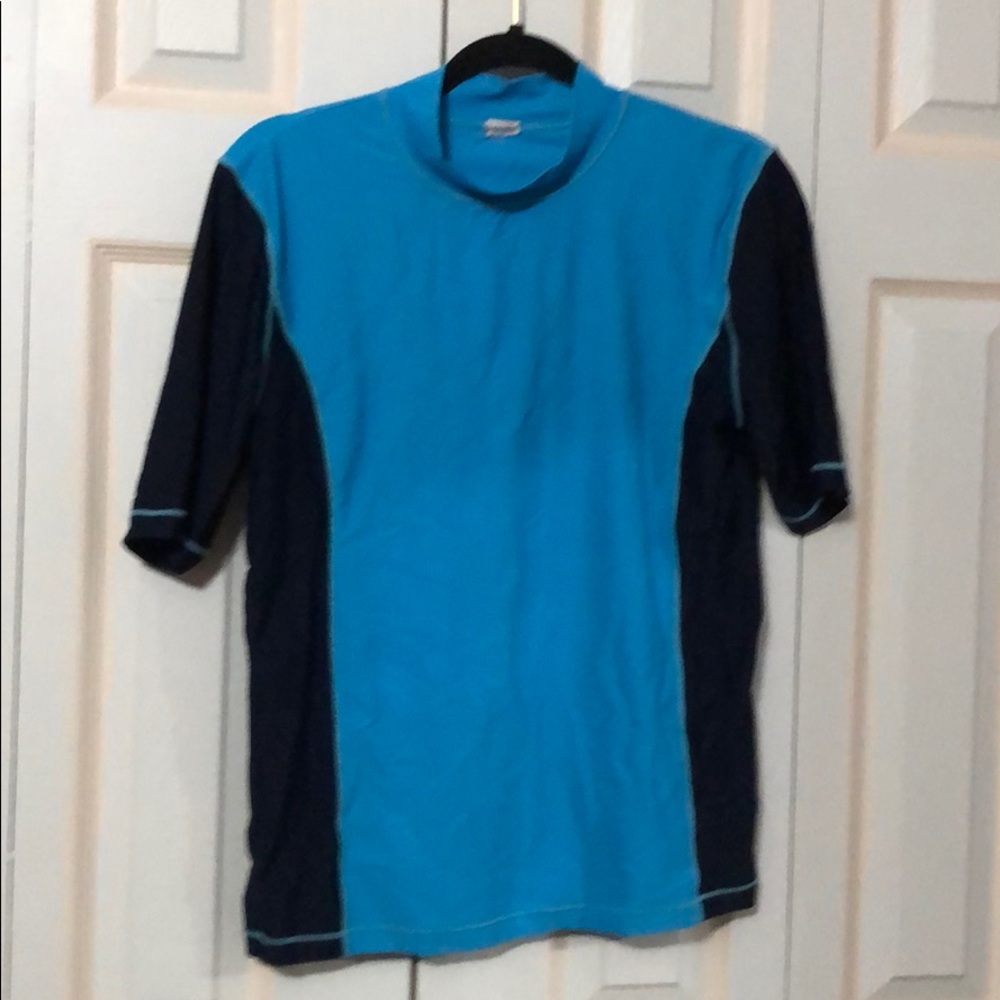 Blue and black water shirt